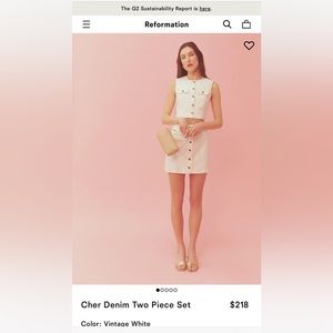 Reformation Two Piece Denim Set